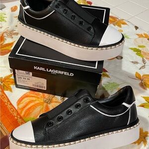 Karl Lagerfeld Monochrome Leather Sneakers